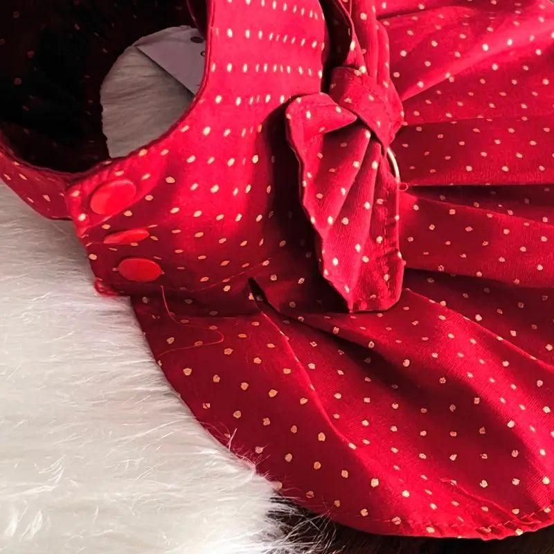 Vestido Pet Estampa de Natal com Guia | Para Cachorros e Gatos Pequenos