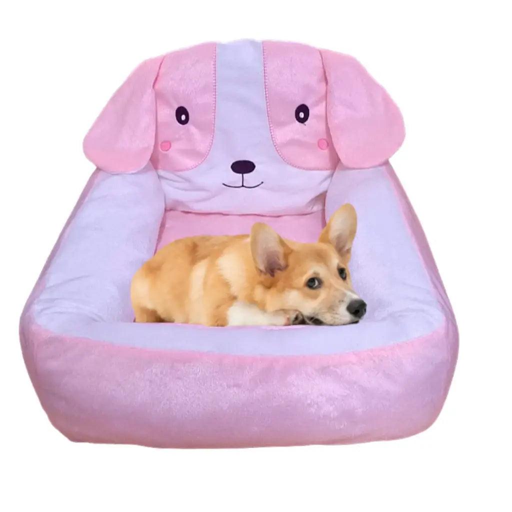 Cama Pet com Cabeceira de Carinha Cachorro + Mantinha Microfibra (Brinde)