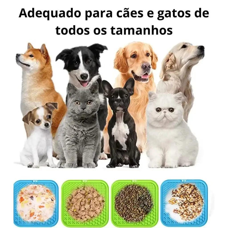 Tapete Comedouro Lento Interativo com Ventosas de Silicone – Reduz Ansiedade e Melhora a Digestão para Cães e Gatos