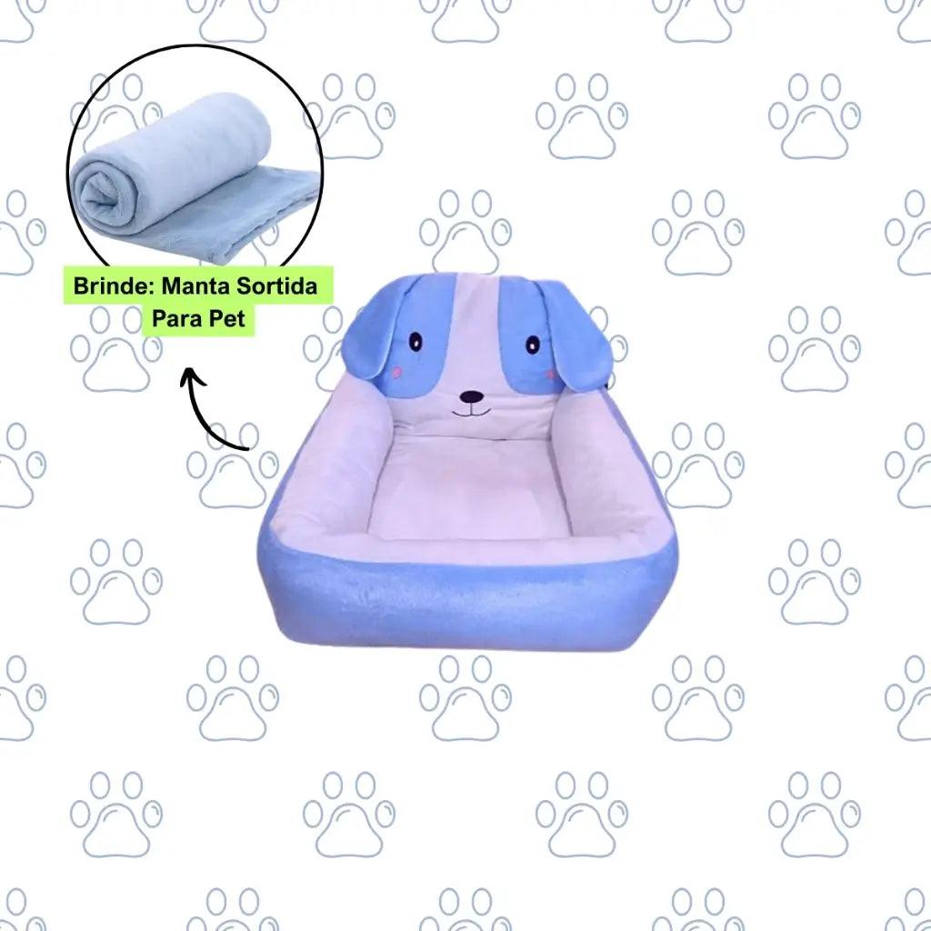 Cama Pet com Cabeceira de Carinha Cachorro + Mantinha Microfibra (Brinde)