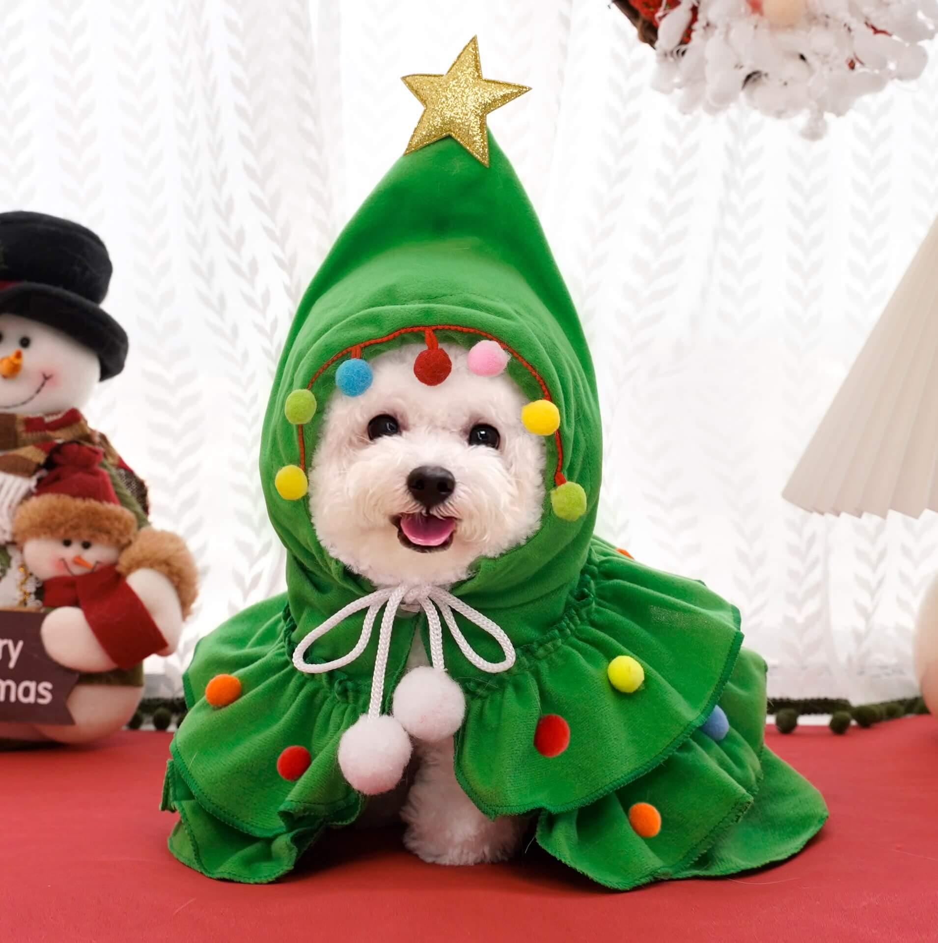 Roupa Árvore de Natal para Cachorros e Gatos Porte Pequeno