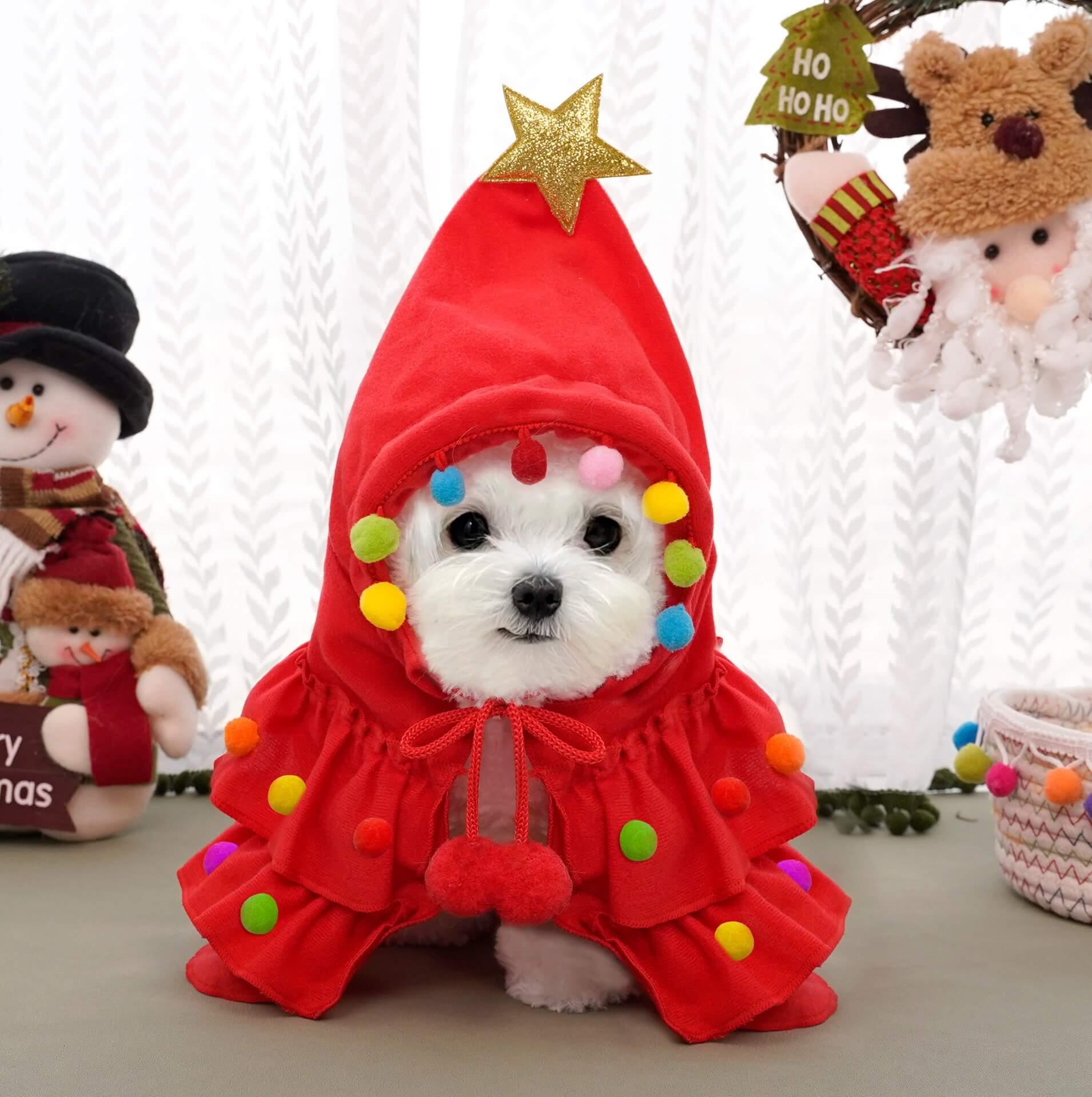 Roupa Árvore de Natal para Cachorros e Gatos Porte Pequeno